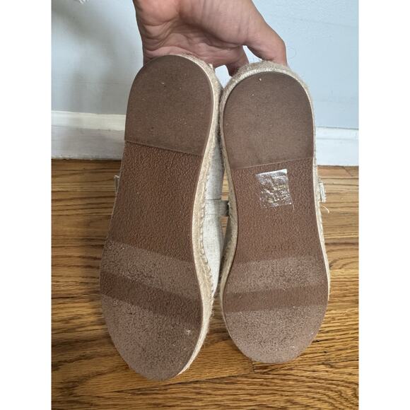 J Crew Espadrille Mary Jane Flats Size 9 1/2 Canvas Preppy Casual Chunky - Picture 5 of 9